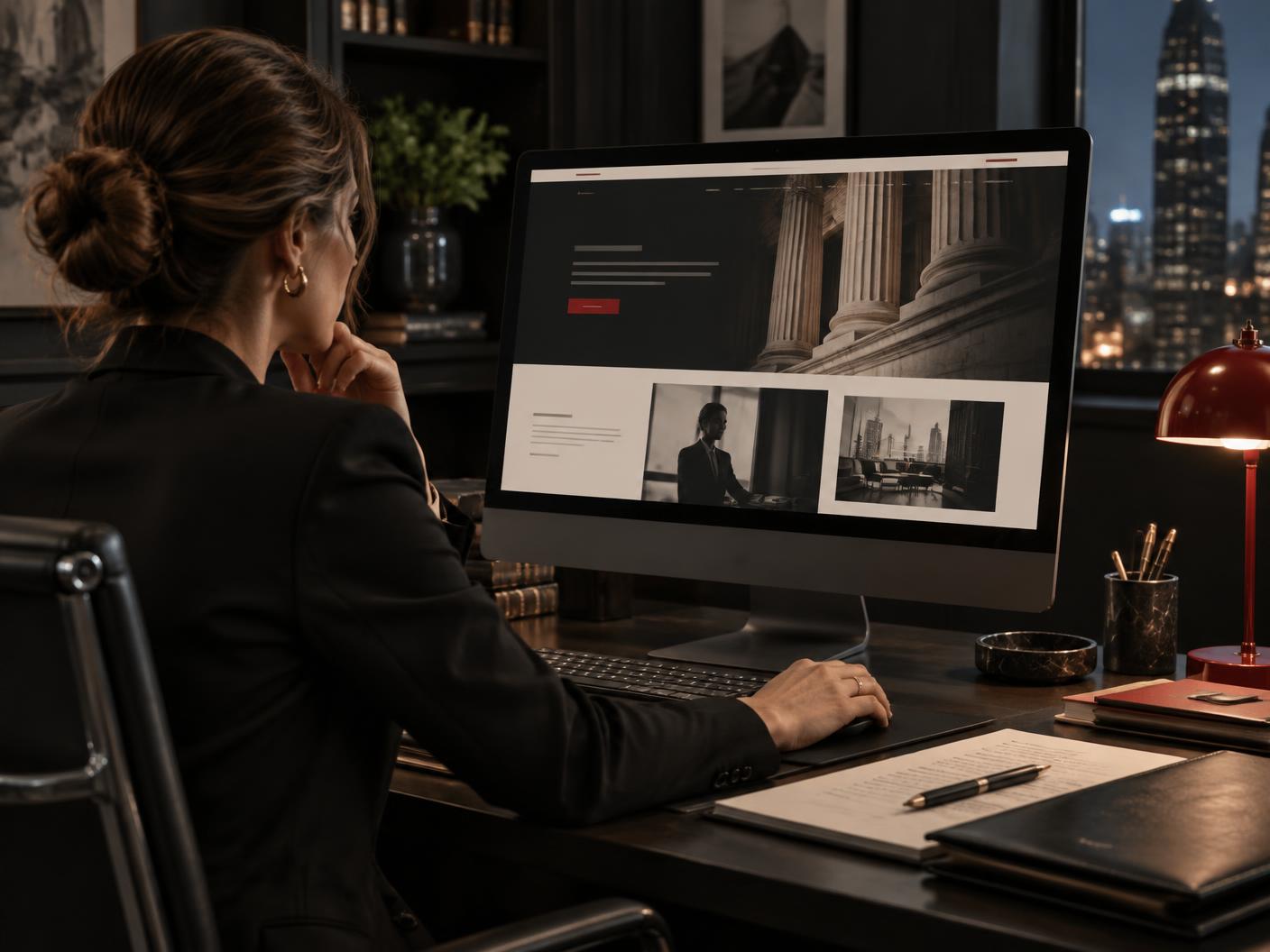 Attorney reviewing a modern law firm website design